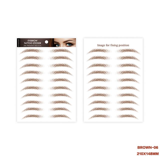 Light Brown Temporary 4D Eyebrow Tattoo Transfers for Women Makeup Supplies