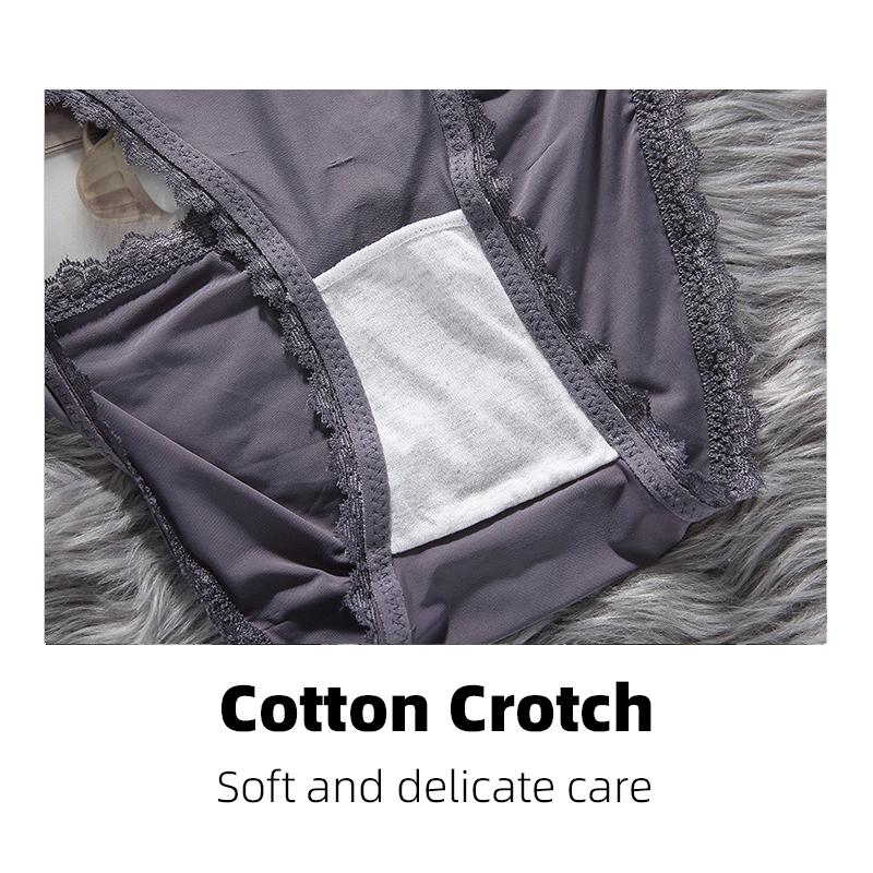 Ice Silk Girls Panty Women's Sensual Spaghetti Straps Breathable Cotton Crotch Low Waist Lace Edge Panties