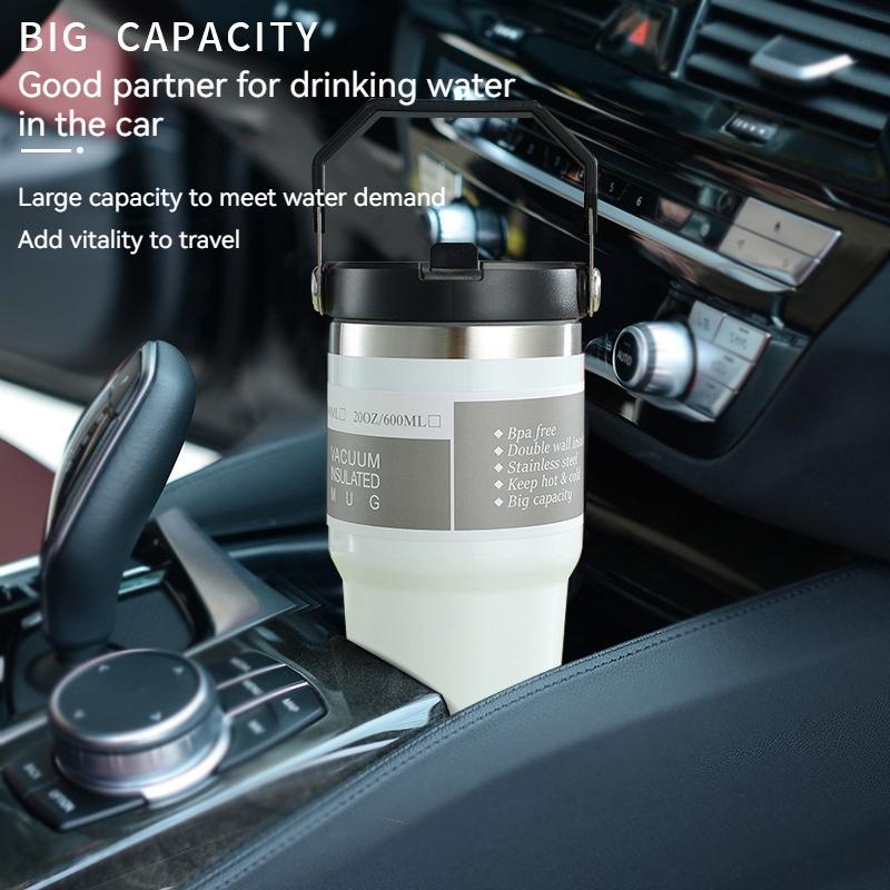 600/890ML Stainless Steel Thermos Mug With Straw Keeps Cold and Heat Thermal Mug  Car Insulated Flask Water Tumbler for Outdoor