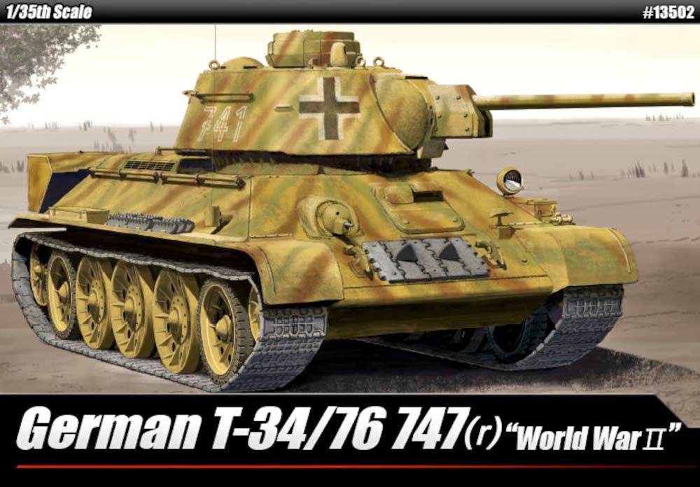 Academy 1/35 Scale World War II German T-34-747(r) Captured Tank Plastic Model Kit 13502