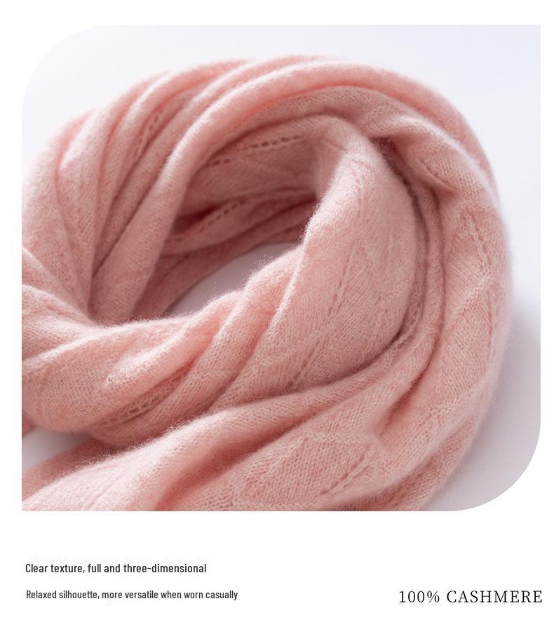 Women's 100% Cashmere Scarf - Casual, Versatile Solid Color Knit for Autumn & Winter