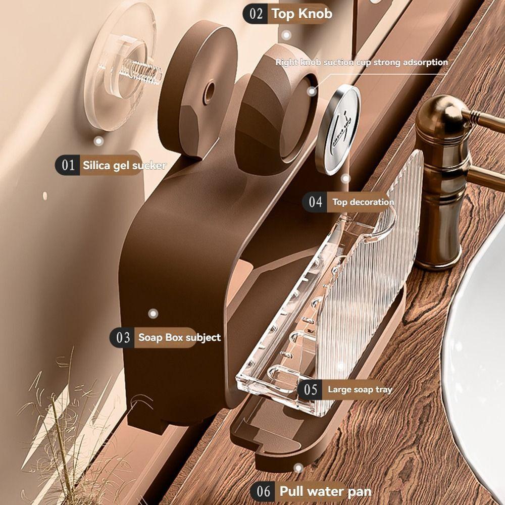 1/2 Grids Suction Cup Soap Holder Wall Mounted Soap Container Reusable Soap Storage Tray Kitchen