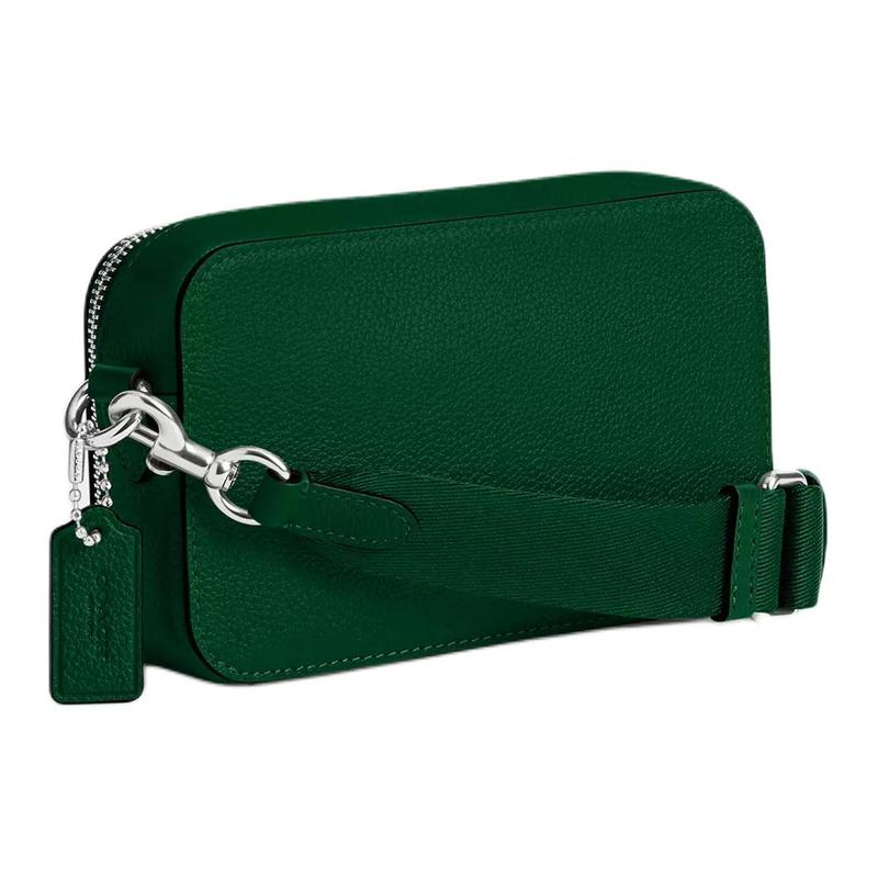 Coach Charter 19 Logo Zip Closure Polished Pebbled Leather Crossbody Shoulder Bag Small Men's Ivy