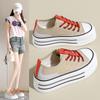 Chunky Platform Sneakers for Women Low Top Canvas Shoes Summer Breathable Canvas Sneakers Women's Comfortable Slip on Casual Tennis Walking Shoes