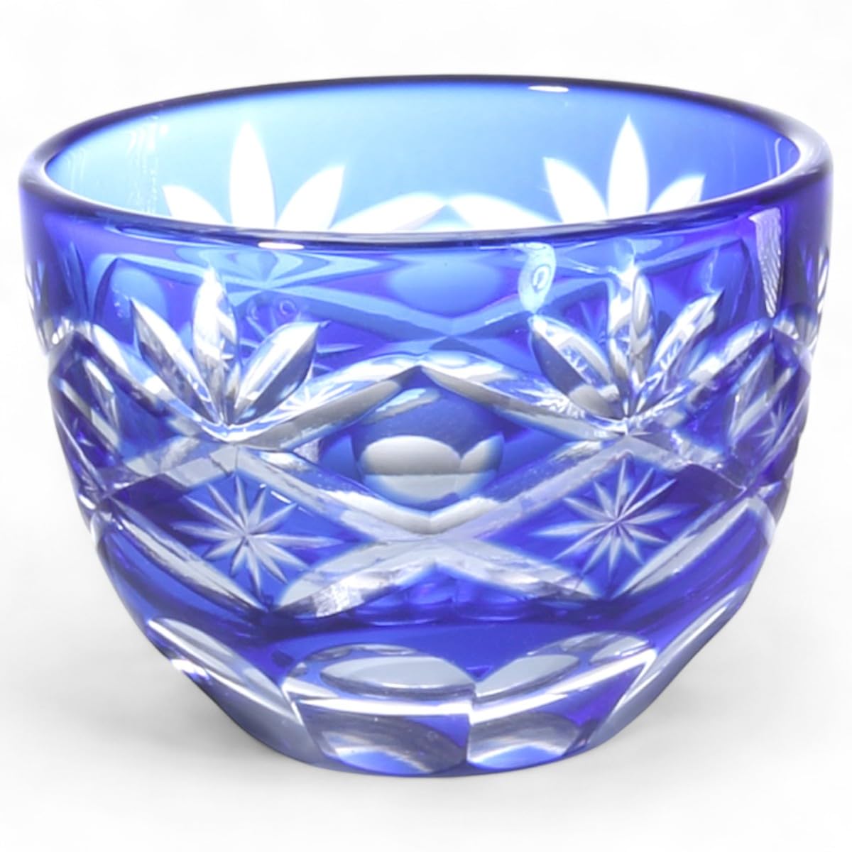 

Mizukage Kiriko Glass Sake Orchid Current Model J-kitchens Cup, Cup, 54xH40mm, 30cc, Carving, Blue,