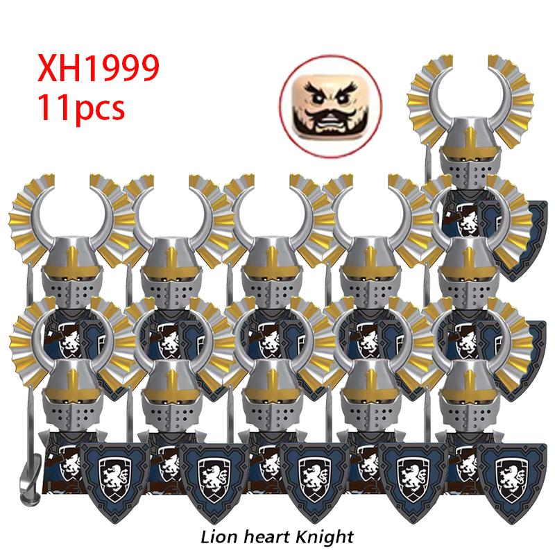 11 st Medeltida Antika Tungt Beväpnade Tempelriddare Korsfarare Militära Soldater Vapen Modell Byggklossar Leksaker för Barn