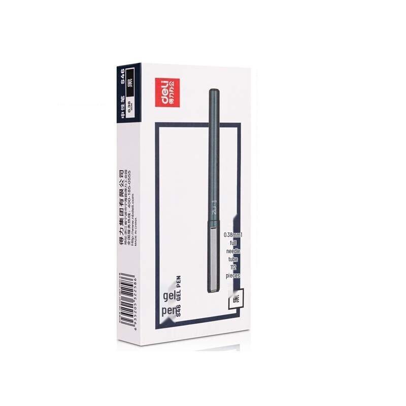 Deli S46 0.38mm Black Quick-Dry Gel Pen (12-Pack)