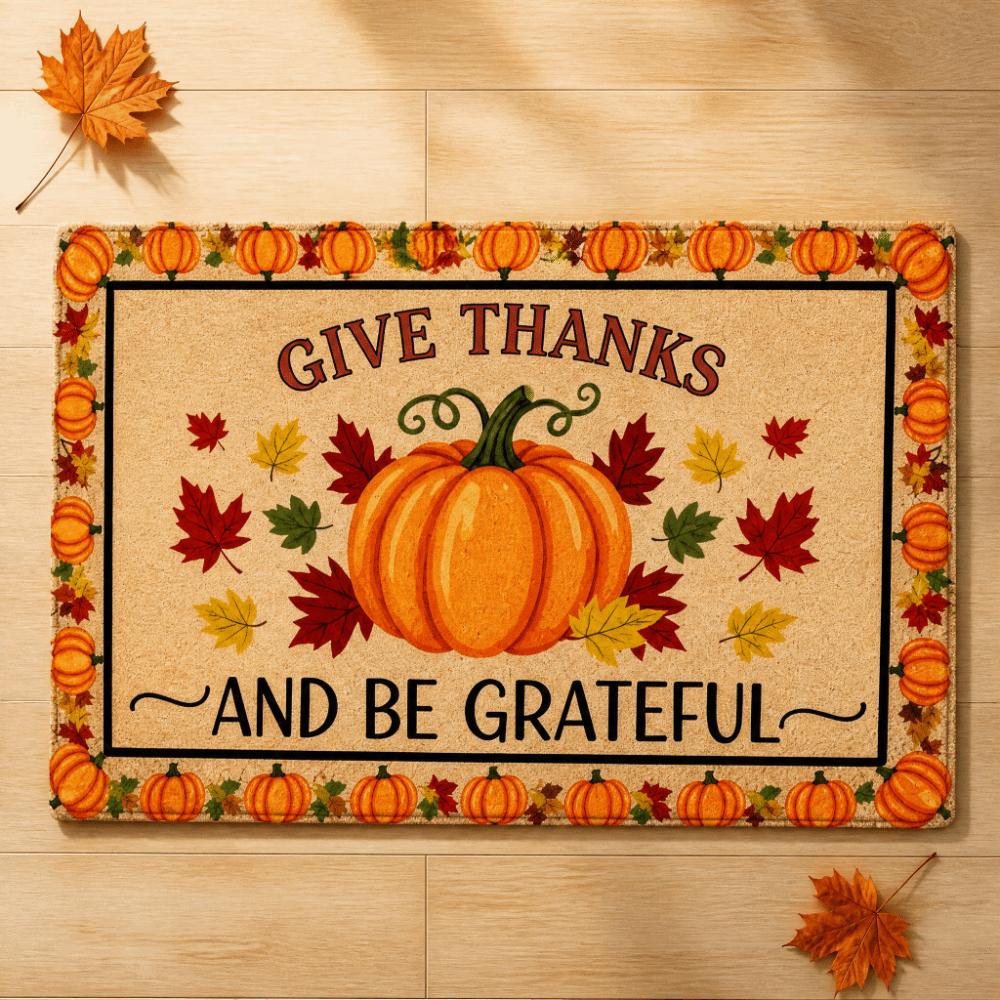 2D Flat Print Holiday Rug Non-Slip Fall Doormat Festive Vibes Welcome Doormat Thanksgiving