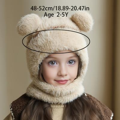 Czapka dla młodzieży 2025 z zintegrowanym szalikiem i maską, zimowa ciepła ochrona uszu, pluszowa czapka beanie chroniąca przed mrozem, urocza czapka wciągana pasująca na wiek 3-8 lat