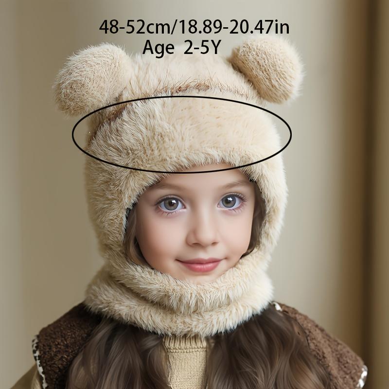 2025 Youngsters's Hat with Scarf and Mask Integrated, Winter Warm Ear Protection Anti-Freeze Plush Beanie, Cute Pullover Hat Fits Ages 3-8 Years Old