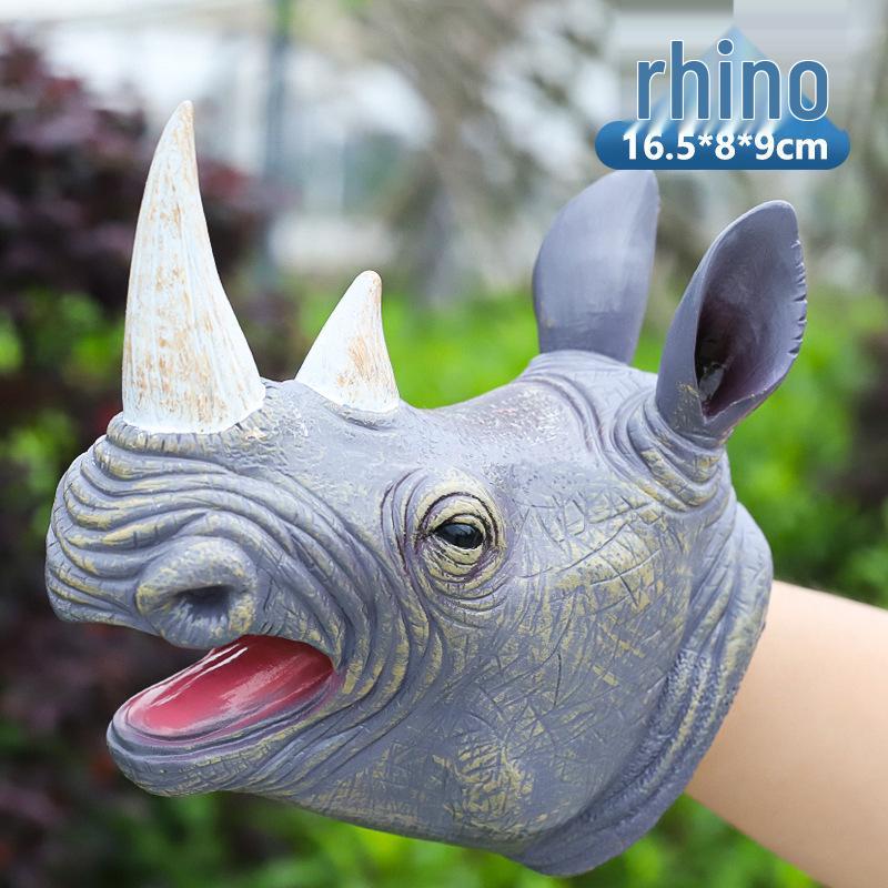 Dinosaur Hand Puppet Gloves - Soft Rubber Triceratops & T. Rex Simulation Toys for Kids