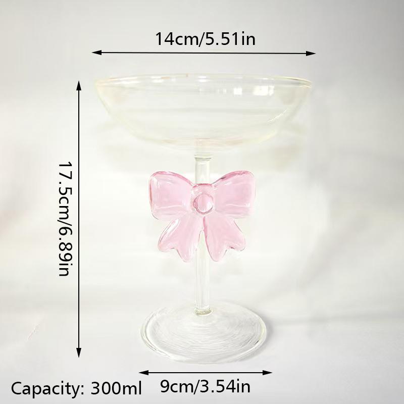 1PC Glass Mug and Cold Beverages Bow Glass Cup Reusable Glassware Elegant Transparent Heat-Resistant For Coffee Milk 2 Styles