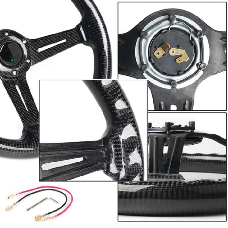 350mm Diameter Universal Racing Steering Wheel Anti Slip ABS Surfaces Ergonomic Contoured Suitable for Most Hub Adapters