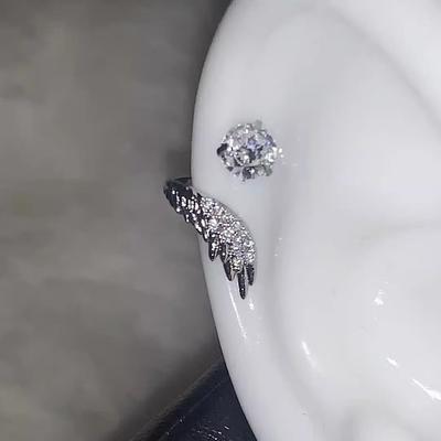 LATS 1pcs Copper Color Wing Ear Bone Nail for Women New Fashion Zircon Earrings Accessories Fashion Zircon