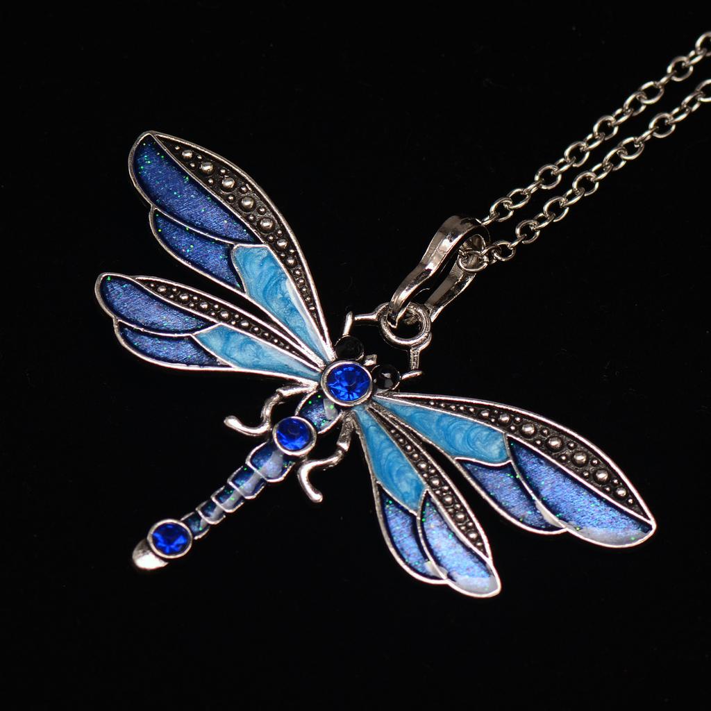 Dragonfly Vintage Ribbon String Purple Diamond Necklace Children'S Girl Necklace