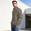 Men's Fall Winter Polka Dot Print Zip Pullover with Stand Collar, Casual Wrinkle- Athletic Top