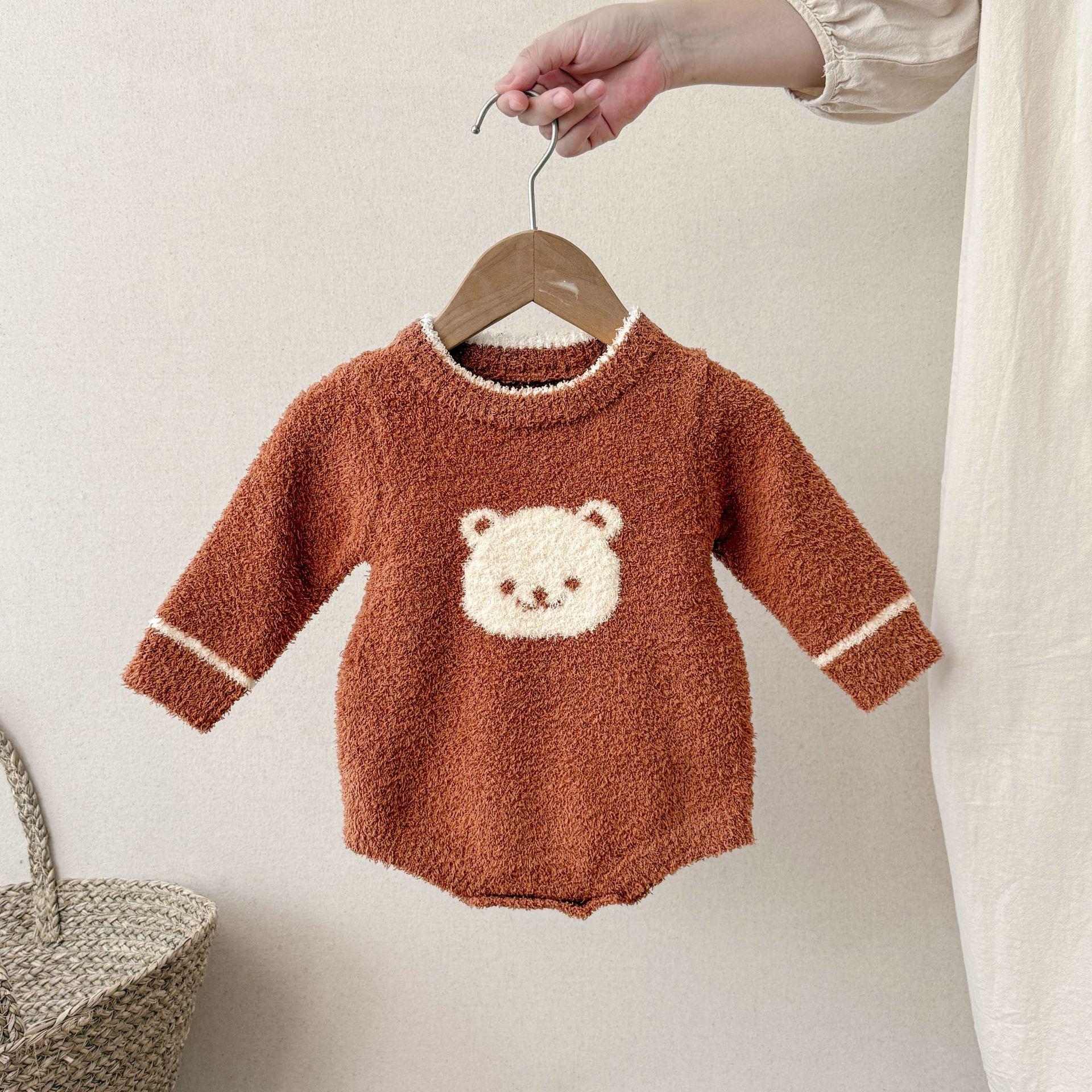 

Плюшевый детский ромпер в корейском стиле: Теплый цельный комбинезон для мальчиков и девочек 80 cm коричневый