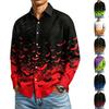 Men's Long Sleeve Button Down Halloween Print Shirt for Party Costume