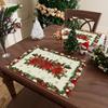 4/6/8/10pcs Christmas Placemats Festive Flowers and Snowflakes, Festive Party Table MATS Kitchen Decorations Home Decor