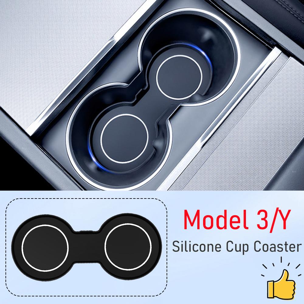 Water Cup Holder Mat For All Tesla Model 3 Model Y Model YL Cup Coaster Pad Center Console Organizer 2021-2027 Car Accessories