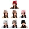 Foldable Knitted Hat Trendy Ladies Knitted Hat Fashionable Plush Cats Ear Hat for Everyday Wear