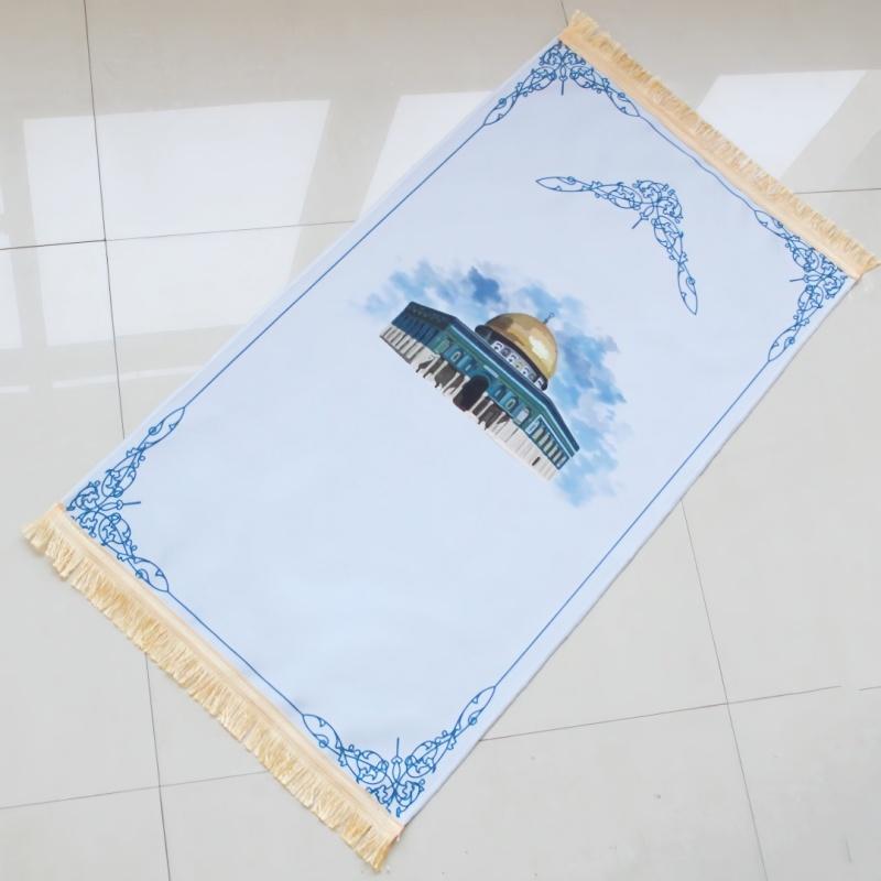 Premium Short Plush Velvet Printed Muslim Novelty Shape Non-Slip Anti-Pilling Polyester Material Kid Worship Prayer Rug Carpet