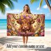 Highland Cow Theme Quick Dry Beach Towel Custom Name Text Print Large Sand Resistant Towel Beach Vacation