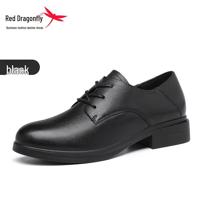 Red Dragonfly Women s Genuine Leather Block Heel Shoes - Spring Collection 36