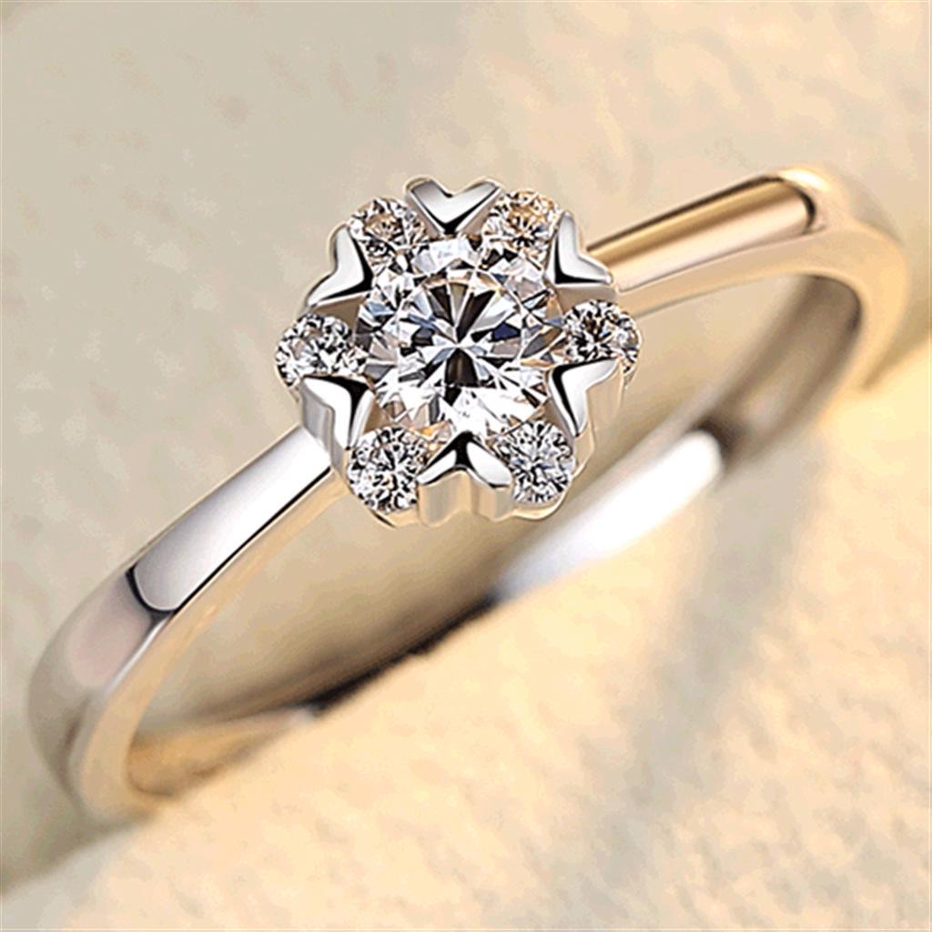Korean Snowflake Zircon Ring: Trendy Cold-Style Christmas Gift for Women