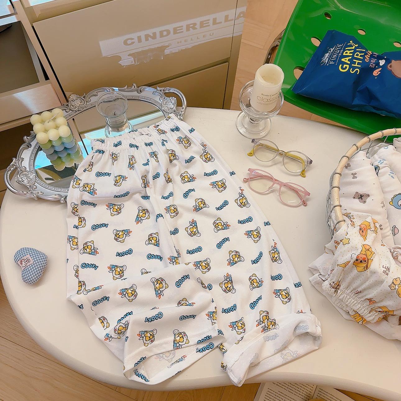 2026 Summer Kids Cartoon Print Quick-Dry Wide-Leg Pants for Boys & Girls 80 cm