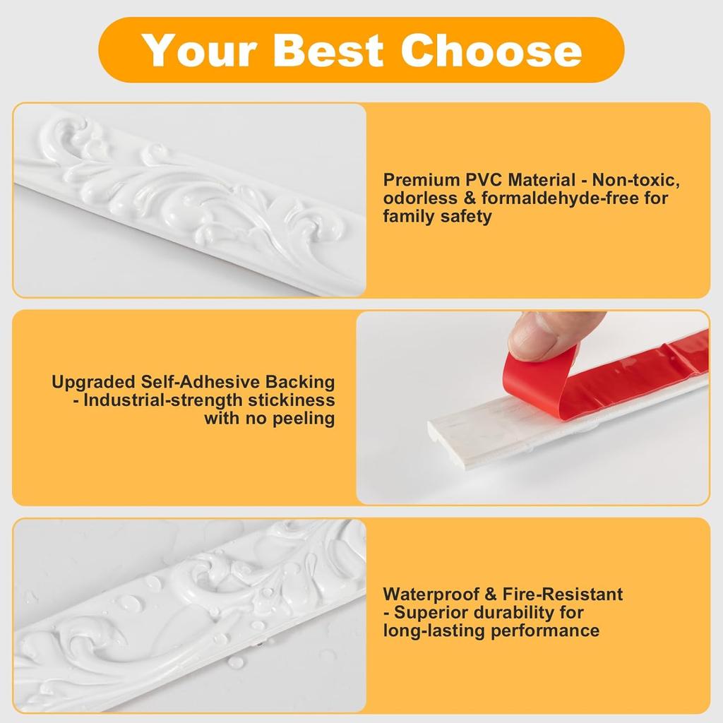1PC 1m/39.37inch Decorative Soft Line Baseboard Ceiling Trim Line Background Wall Molding Line 3D Wall Sticker Home Decor