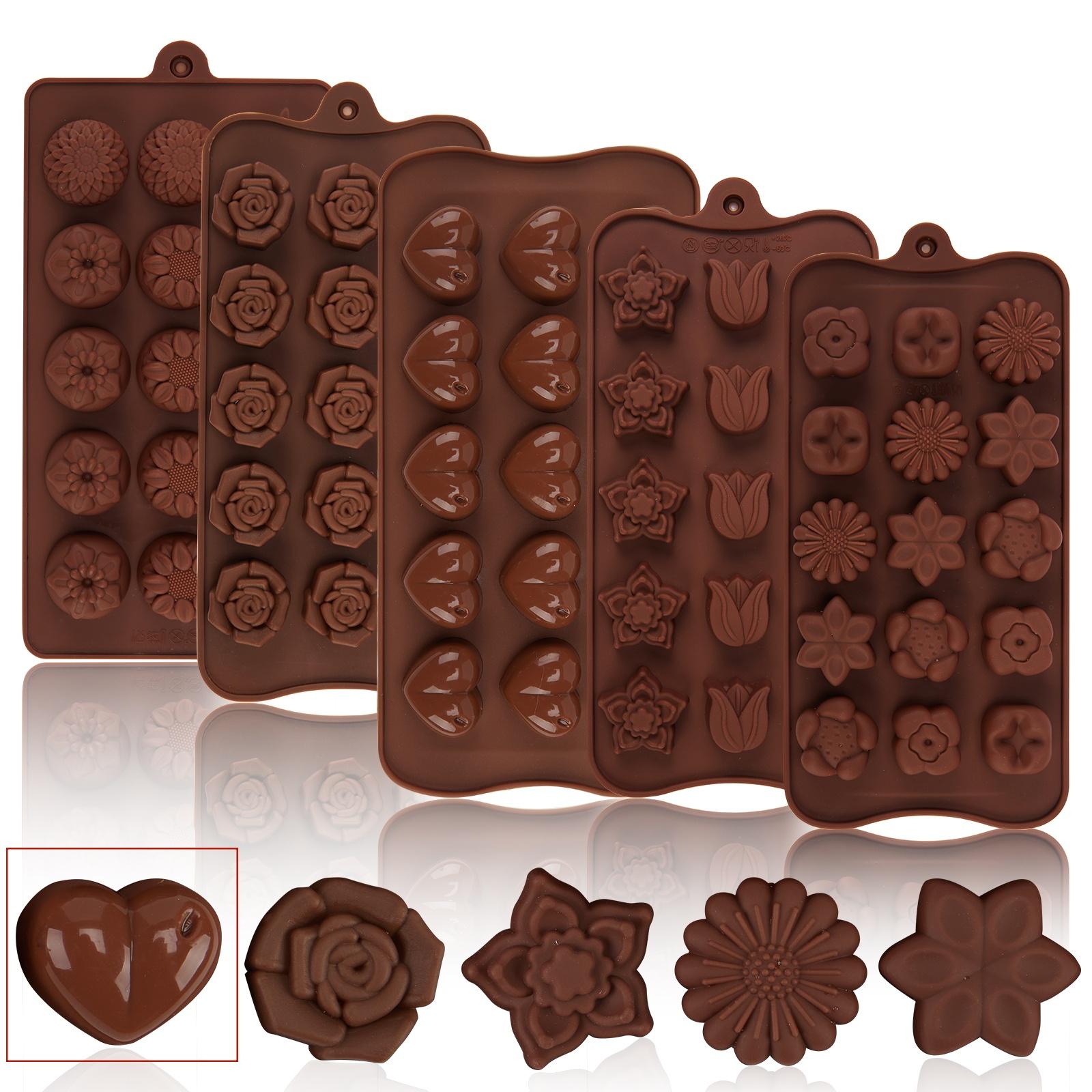 Kolip 5pcs/set Silicone Flower Chocolate Mold Set Baking Shaper Kitchen Tool Accessories Heart shape