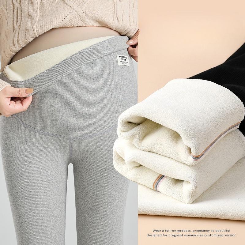Maternity Leggings Winter Pregnancy Pants Outdoor Wear Fleece Lined Thick Warm Cotton Trousers