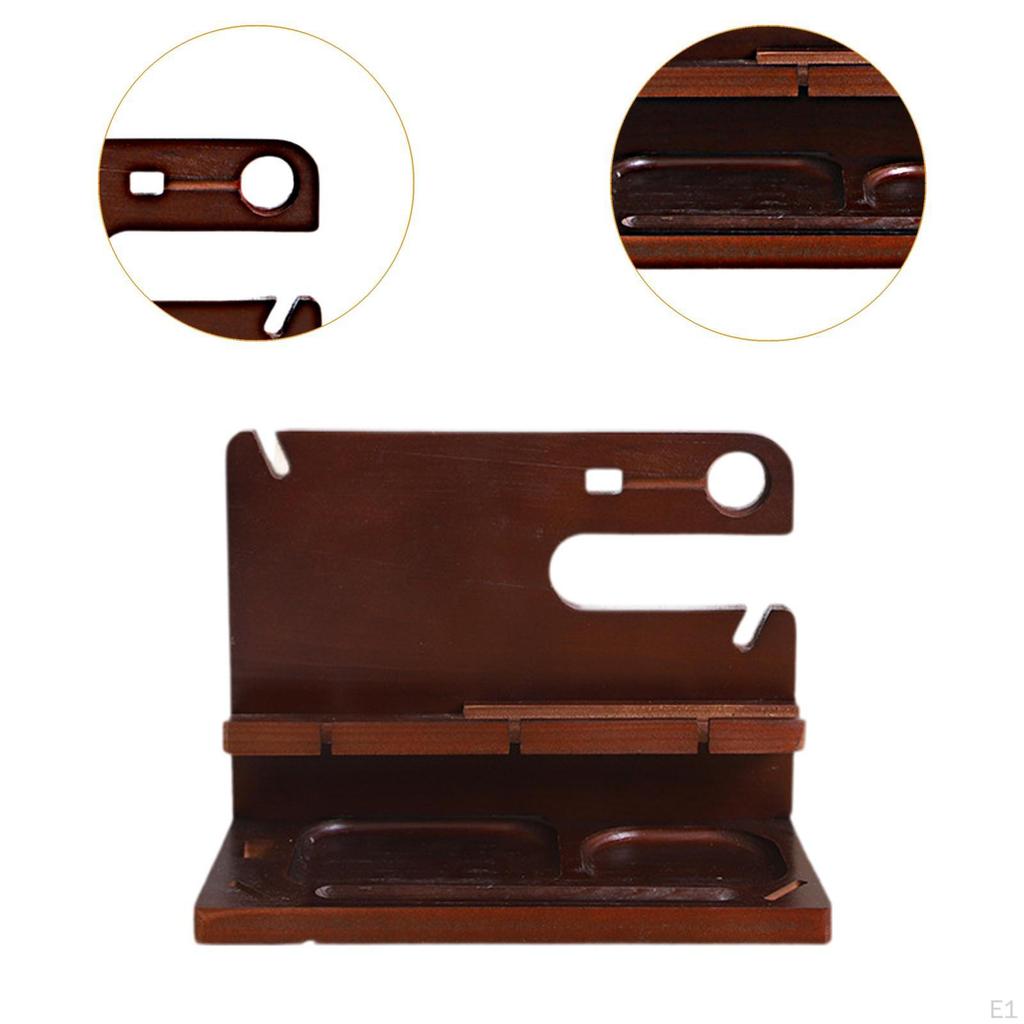 Wooden Phone Docking Station Holder Key Stylish NightStand Organizer Fathers Day Gift