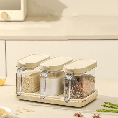 Practical Plastic Spice Jars Sealed with Lid Seasoning Box Set Moisture-proof Spice Storage Container Barbecue