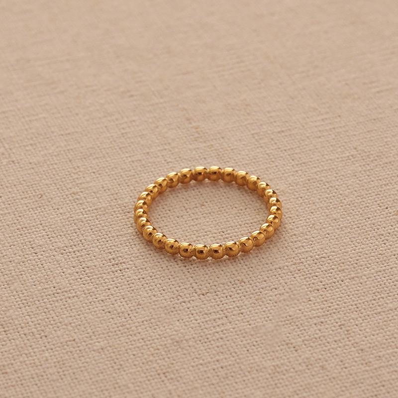Women's Titanium Steel Bead Ring - Colorfast, Niche Design with Light Luxury Feel, High-End Round and Square Patchwork Beads.