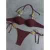Damen S Sexy Neckholder Rückenfrei Unifarben Bikini-Set