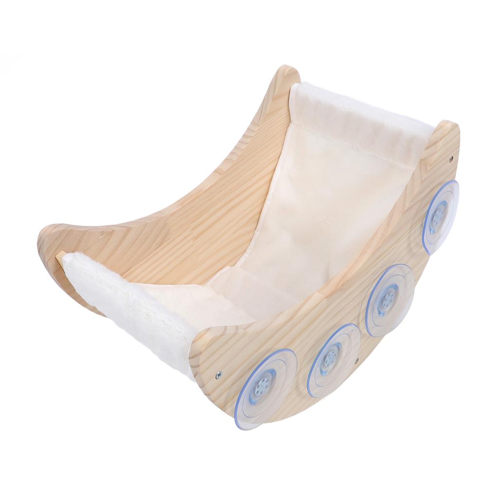 Cat Window Bed with Strong Suction Cup Pine Wood Safe Comfortable Easy To Install Window Mounted