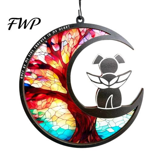 Pet Remembrance Gift Memorial Suncatcher Angel Cat Dog Sun Catcher Panel Stained Glass Tribute Ornament Window Hanging Ornaments Loss Sympathy A