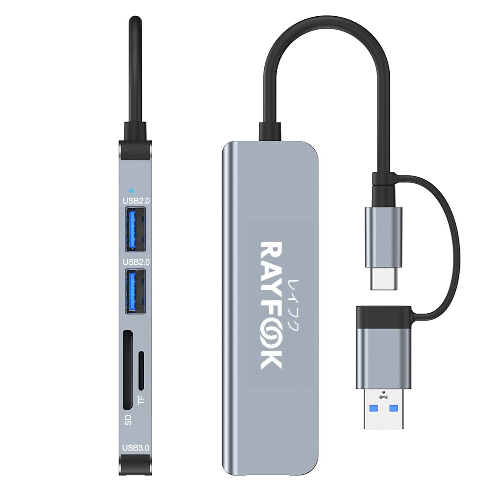 KOGLEE USB Hub with 3 USB Ports and 1 Card Reader for Laptops and MacBook Surface Slim Ideal for Telework and Working from Home USB-C/USB-A 2-in-1