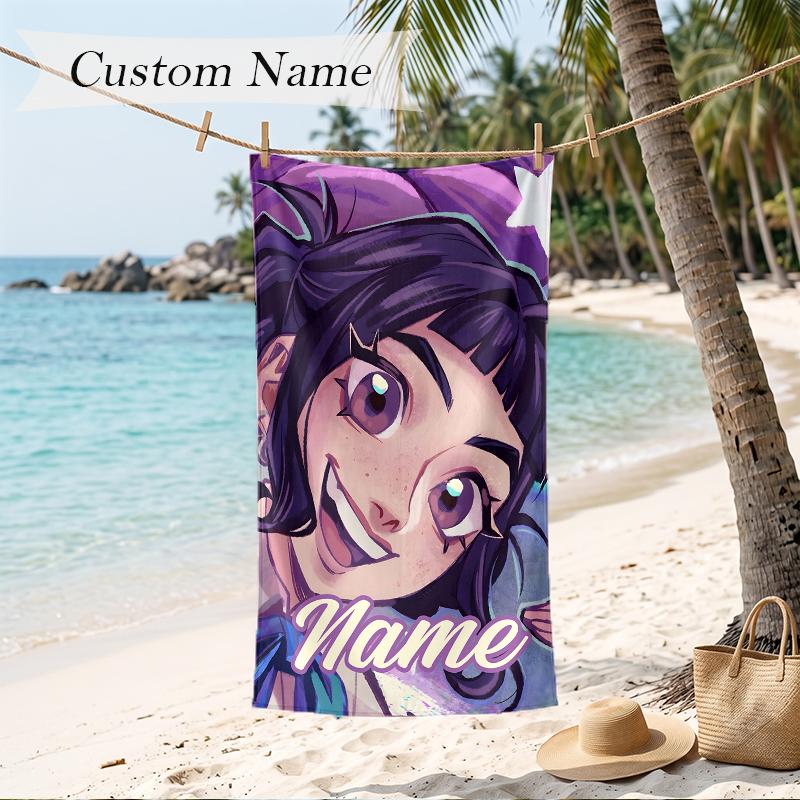 Zoey Custom Name Printed Beach Towel Personalized Soft Towel For Swimming Beach Travel
