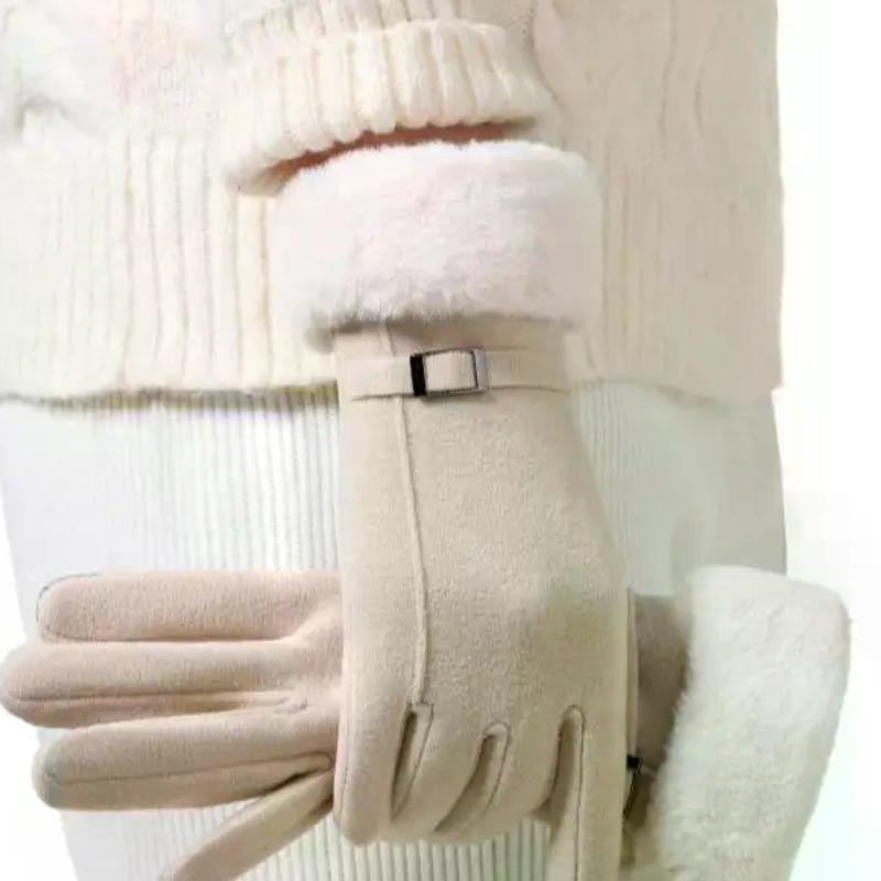 Fashion Gloves Autumn Winter Cute Furry Warm Mitts Full Finger Mittens Women Outdoor Sport Female Gloves Touch Screen Gloves