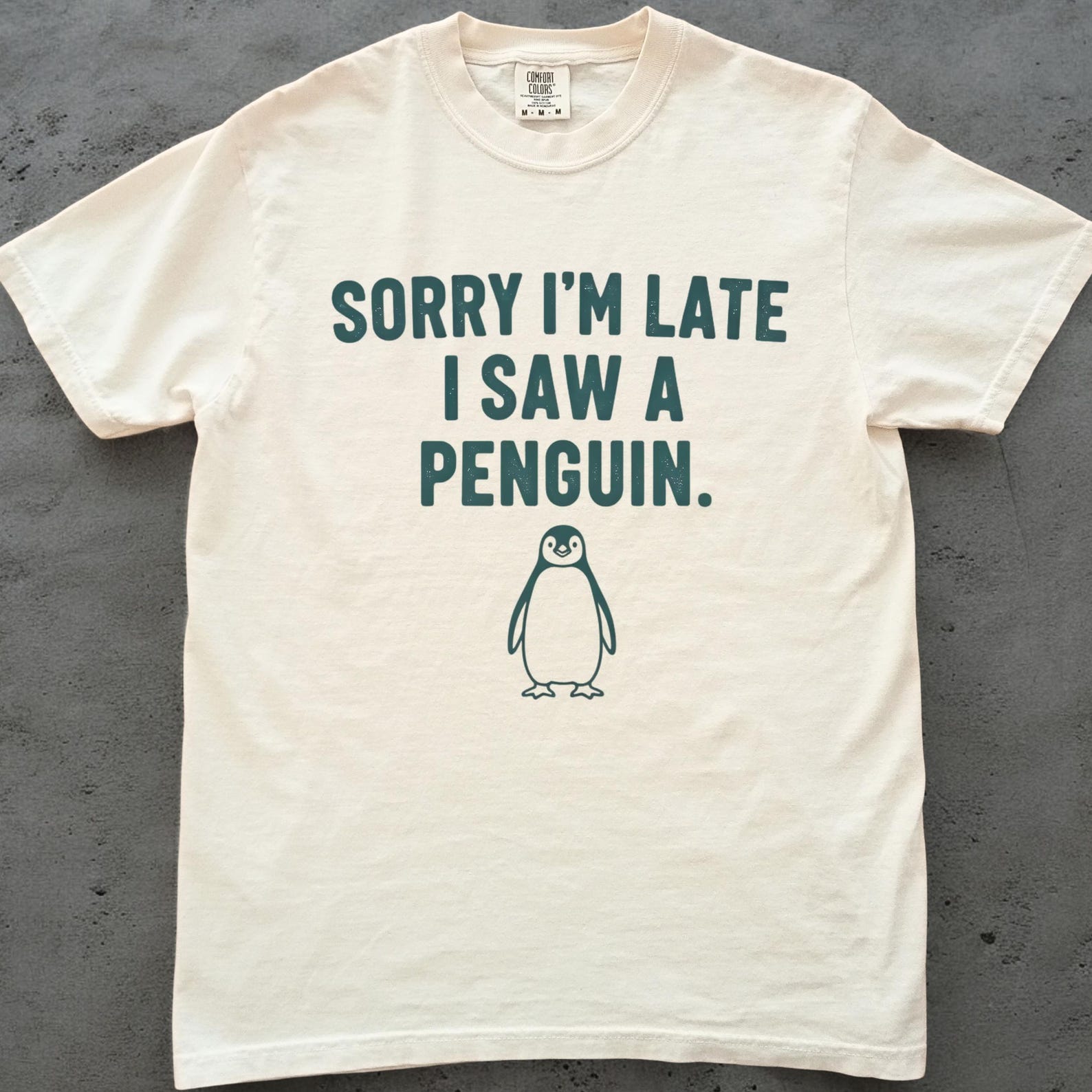 Penguin Shirt, Cute Penguin Lover Tee, Funny Animal Graphic T shirt, Comfort Colors Wildlife Top, Penguin Gift for Him or Her M