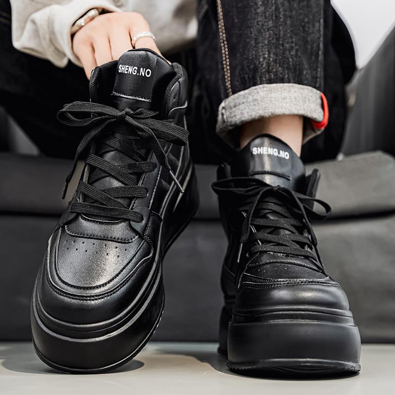 New Men's Classic Fashion High Top Thick Sole Skateboarding Shoes Comfortable Soft Sole Basketball  Sneakers