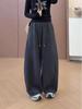 2025 Herbst/Winter Koreanischer Stil Schlankmachende Hohe Taille Wolle Weites Bein Samt Hose