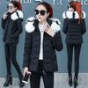 New Women's Cotton-padded Jacket Short Jacket Large Fur Collar Removable Hat Women's Down Cotton-padded Jacket Women's Large Size Cotton-padded Jacket