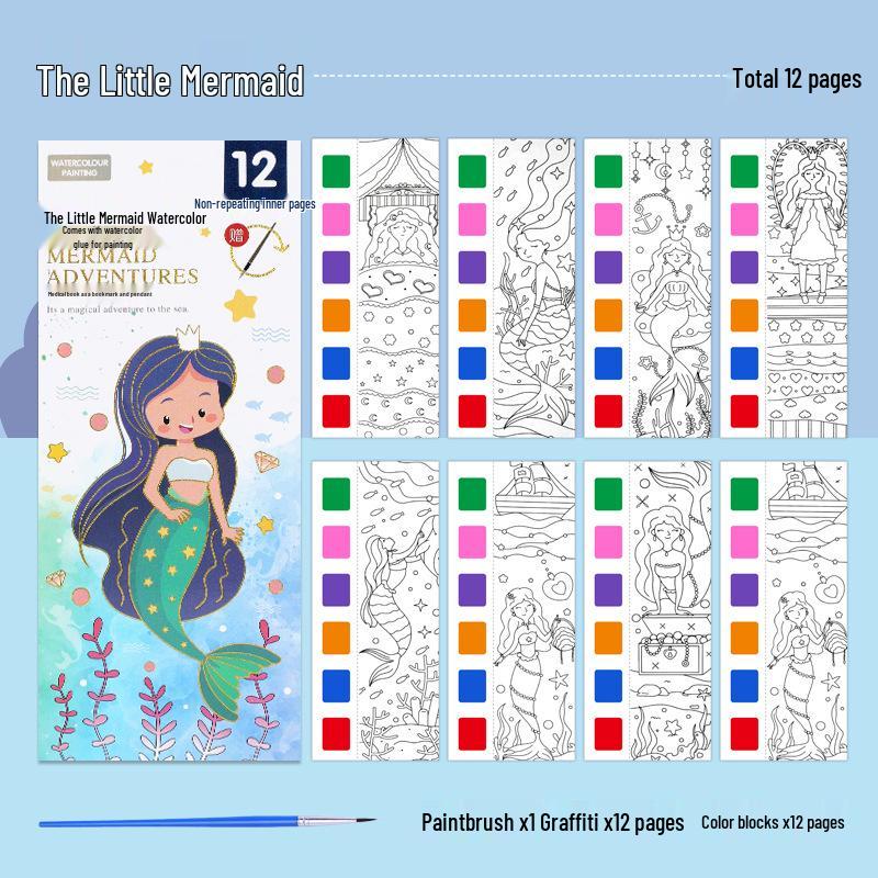 Children s Portable Watercolor & Gouache Doodle Book with Sticky Notes