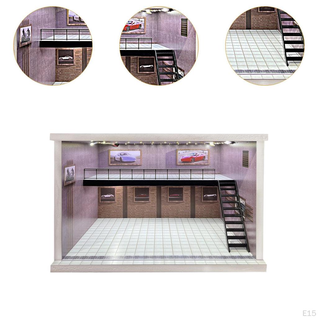 1/64 1/36 1/32 Scale Car Display Unit Acrylic Parking Space with LED Illumination for Collectors