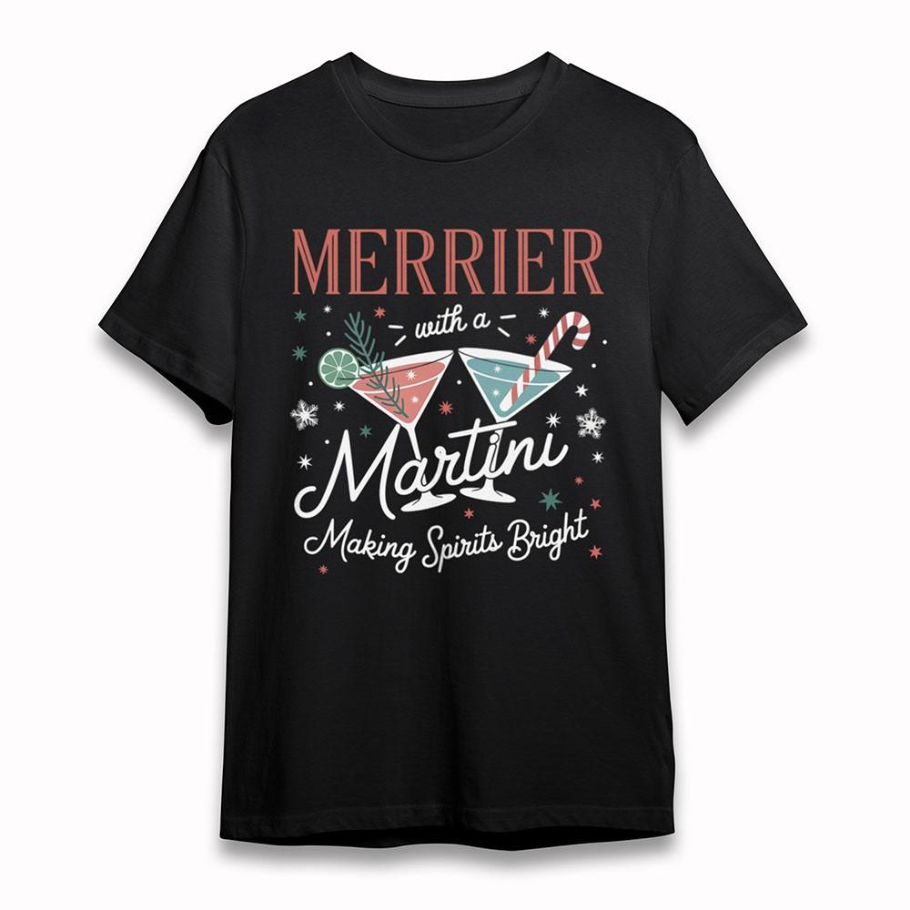 

Women s Comfy T-Shirt Festive Martini Glass Star Tee Short Oversize Cotton Black 2XL