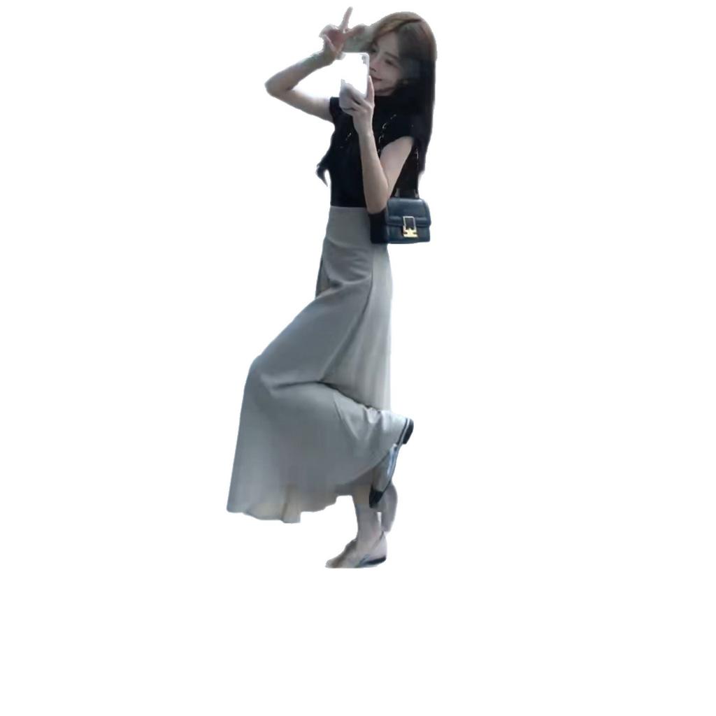 Summer a-word skirt women's small skirt new summer beautiful long skirt thin wear